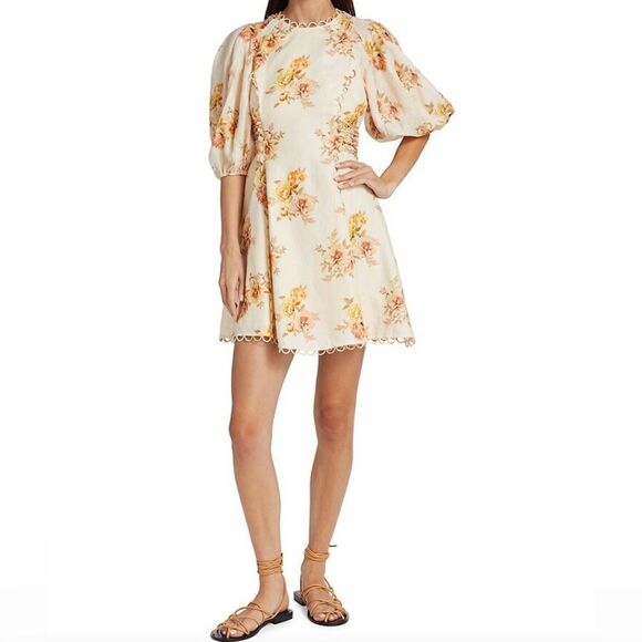 Zimmermann Rosa Linen Floral Minidress size 1/us size 6 - Picture 3 of 13